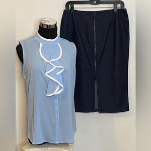 Calvin Klein Blue Short Sleeve Blouse Size Small New